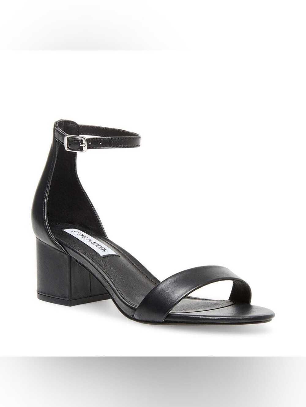 **Steve Madden Irenee Black Ankle Strap Block Heel Sandals Women’s Size 10**